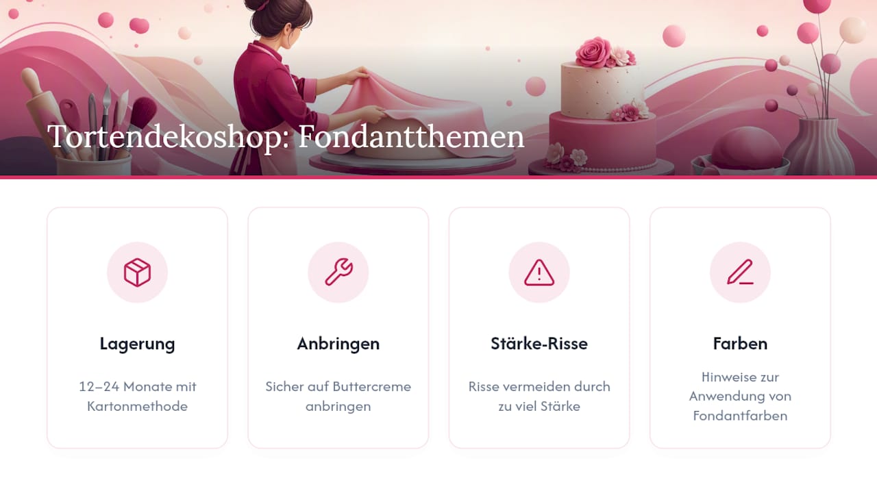 Was Tortendekoshop-Anleitungen zur Fondantpflege zeigen — overview diagram