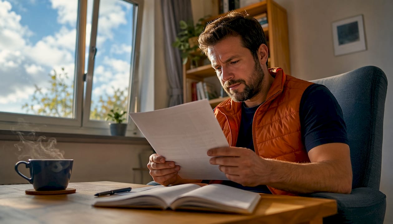 Un homme consulte un document sur la récupération automatique