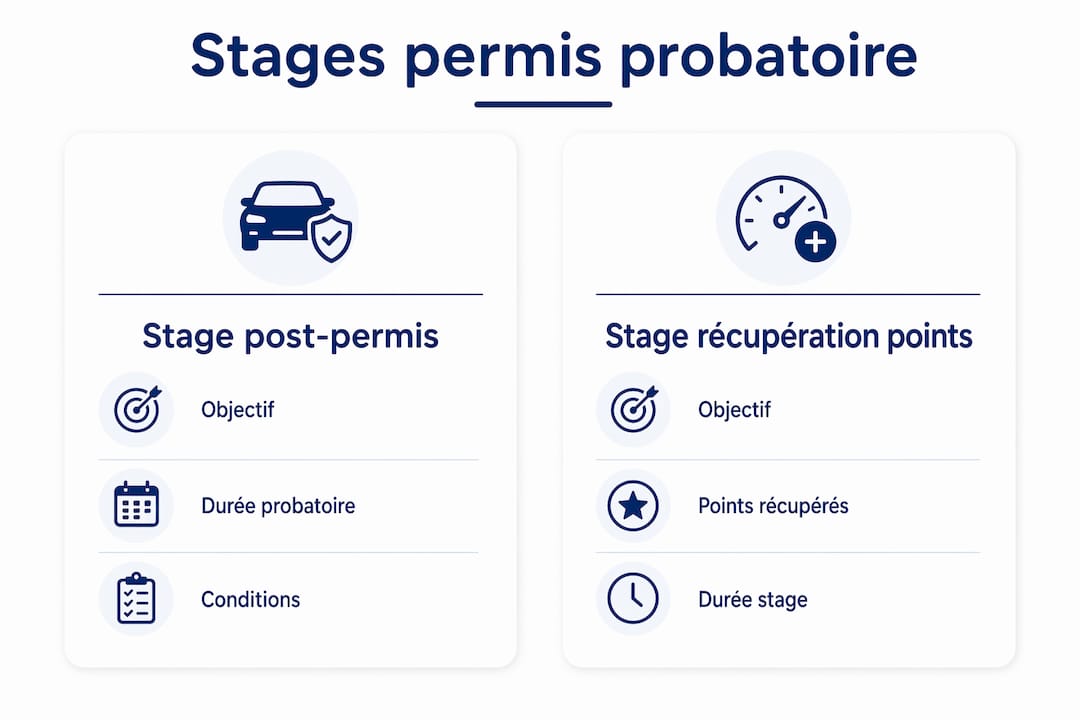 Visuel comparatif sur les différentes formules de stage pour le permis probatoire