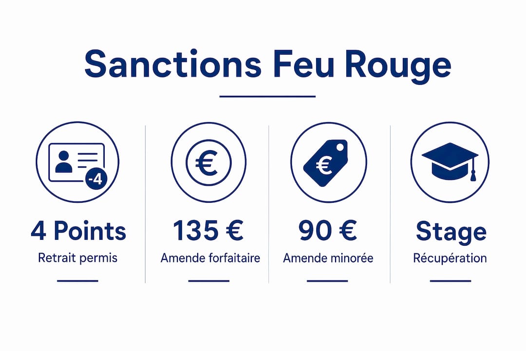 Visuel explicatif sur les conséquences en cas de franchissement d’un feu rouge