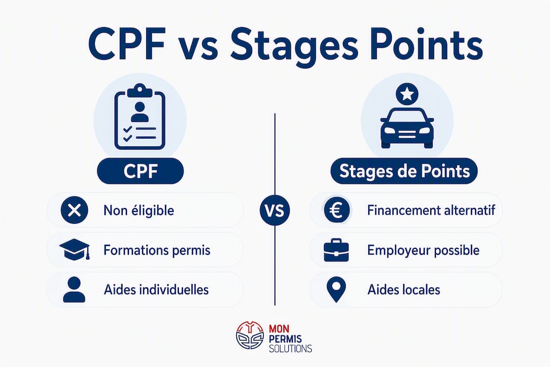 Infographie : tout savoir sur les différences entre le CPF et les stages de récupération de points