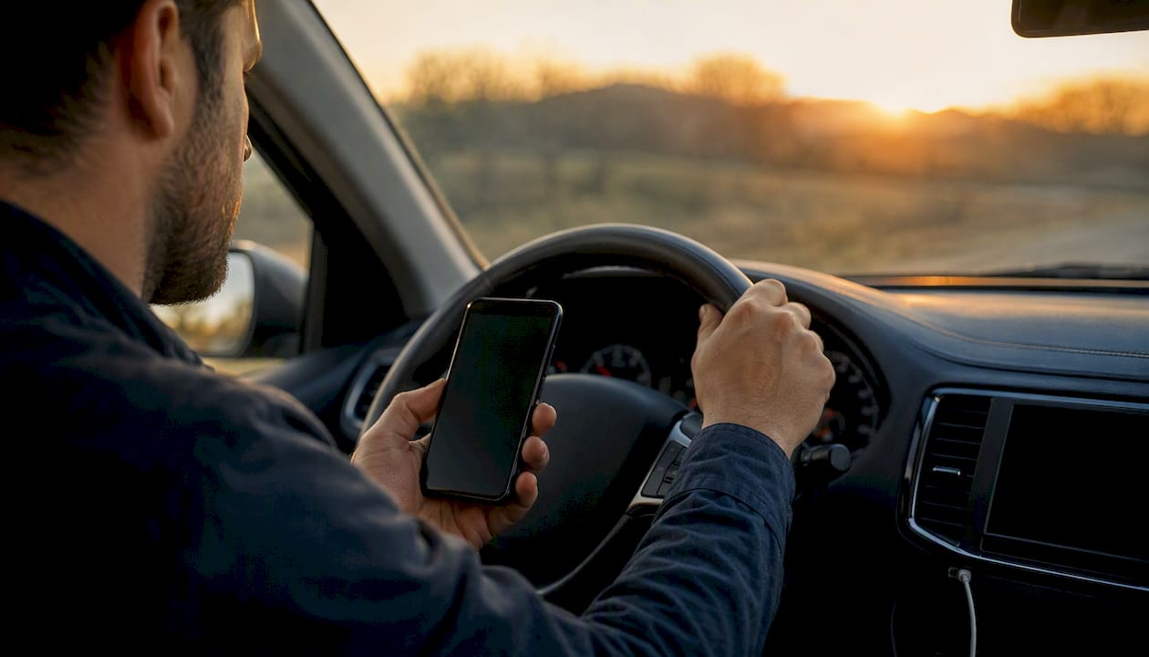 Au volant, il est déconseillé d'utiliser son téléphone portable.
