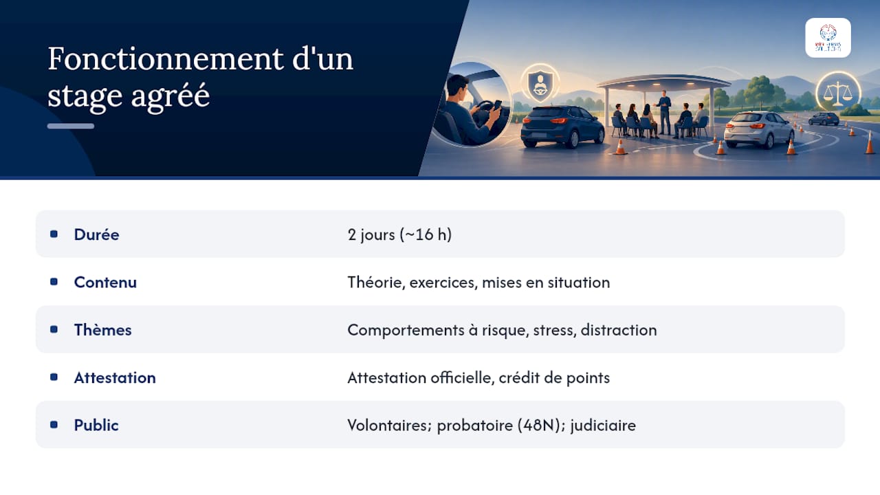 Comment fonctionne concrètement un stage agréé de récupération de points ? — overview diagram