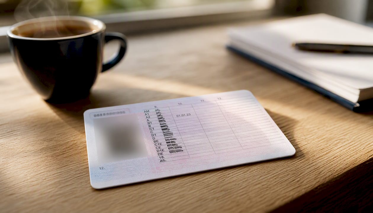 Zoom sur le verso du permis de conduire pour mettre en évidence l’emplacement du numéro NEPH.