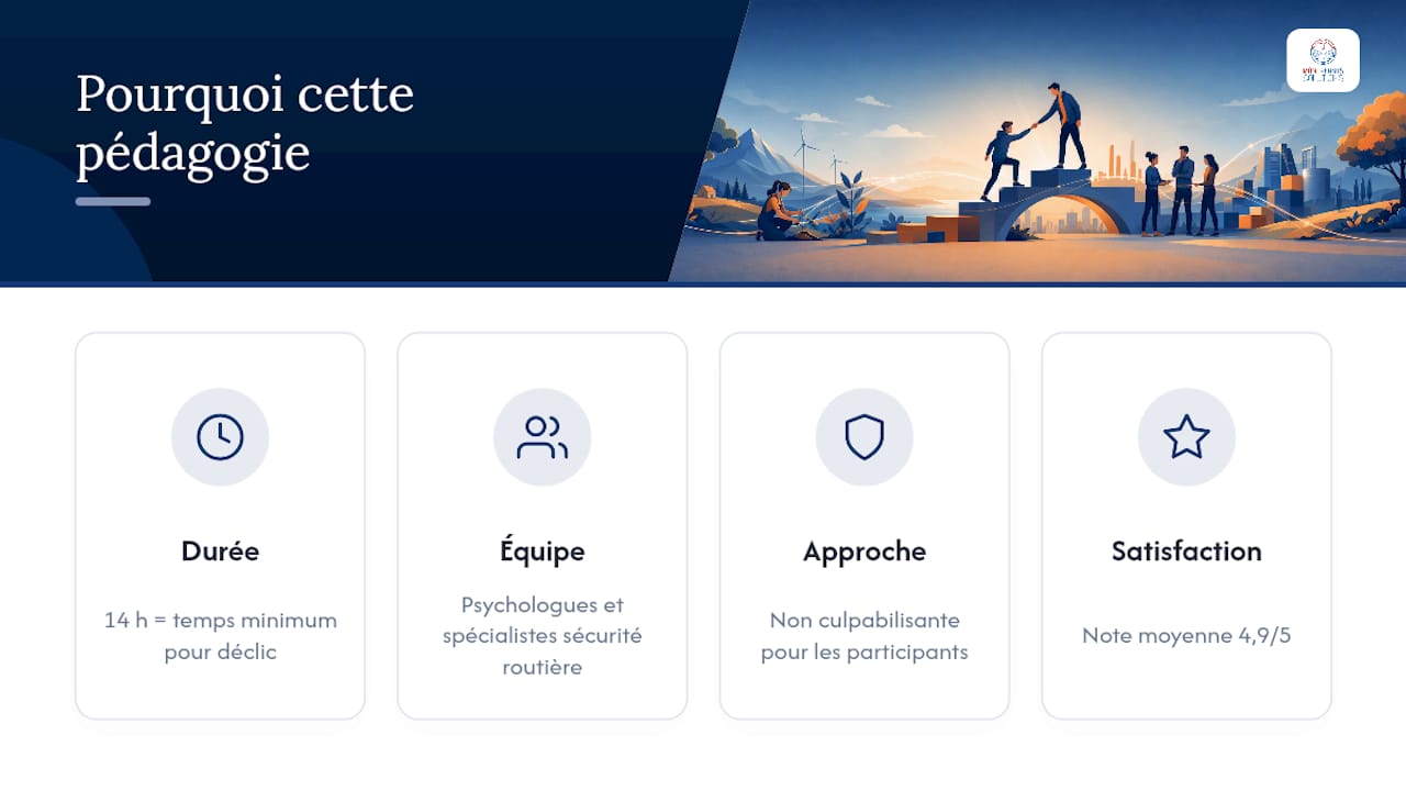 Pourquoi Mon Permis Solutions défend cette pédagogie sur deux jours — overview diagram
