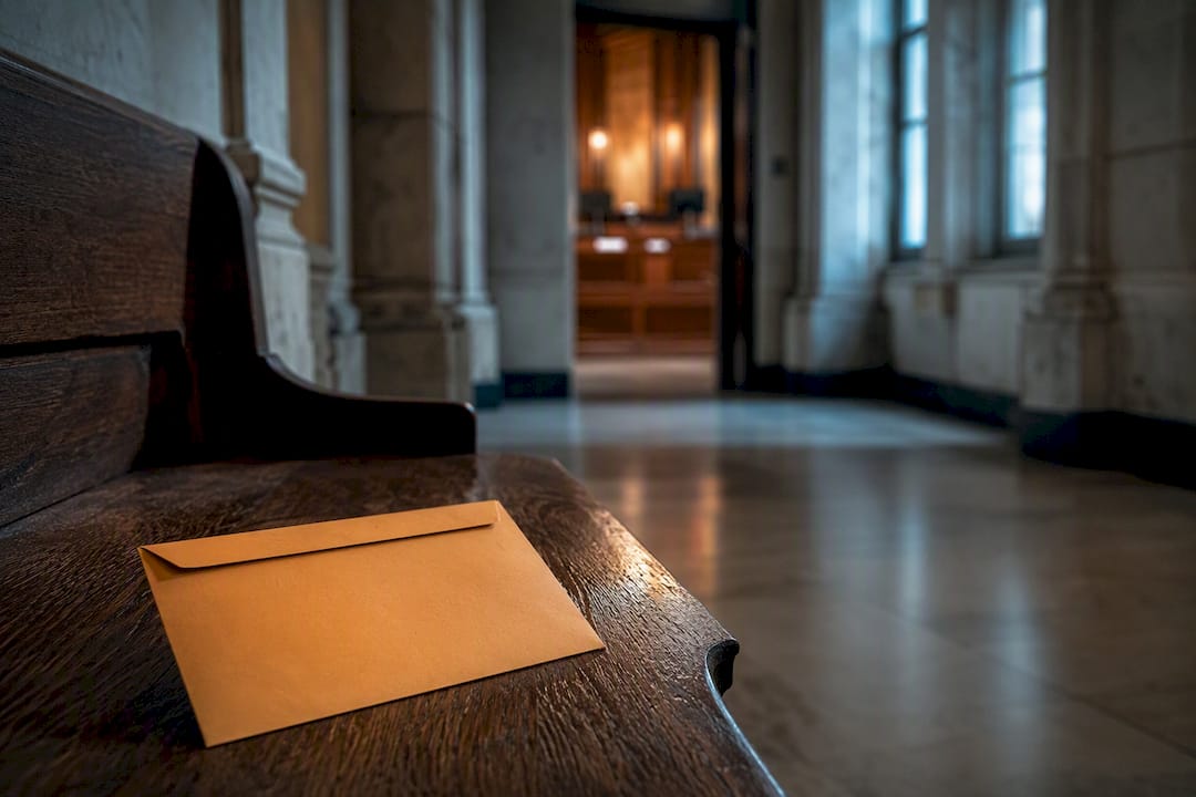 Couloir du tribunal avec signification judiciaire