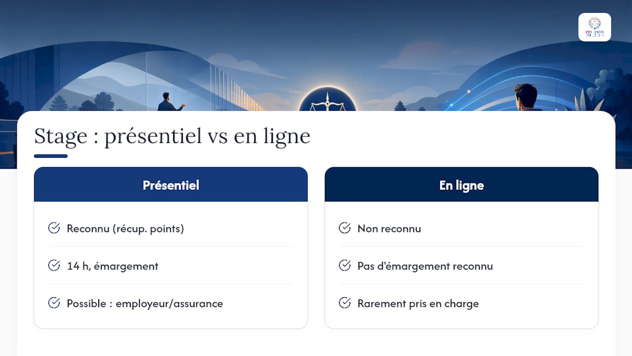 Comparaison entre stage en présentiel et stage en ligne