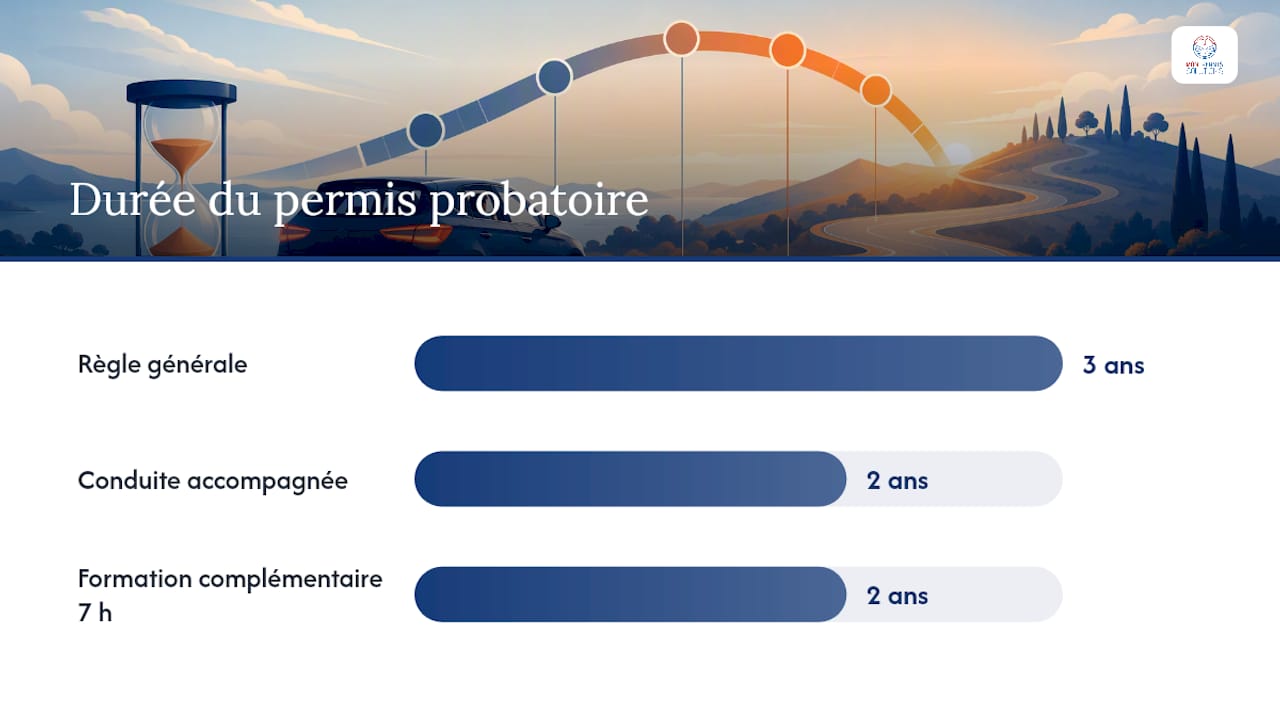 Durée du permis probatoire et calendrier de récupération des points — overview diagram