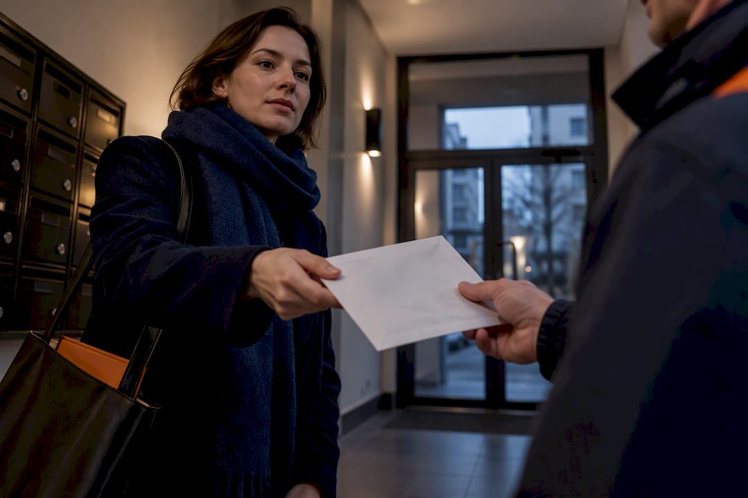 Main recevant une lettre recommandée