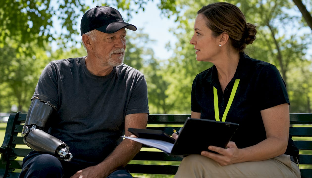 Veteran discussing VALife with counselor