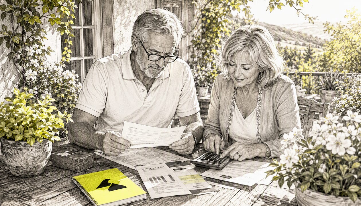 Senior couple reviewing retirement annuity documents