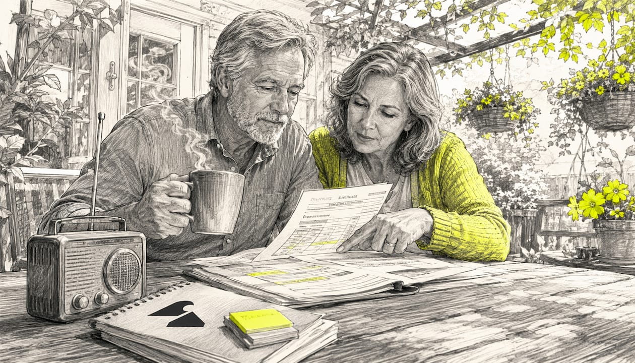Couple reviewing long term care insurance documents