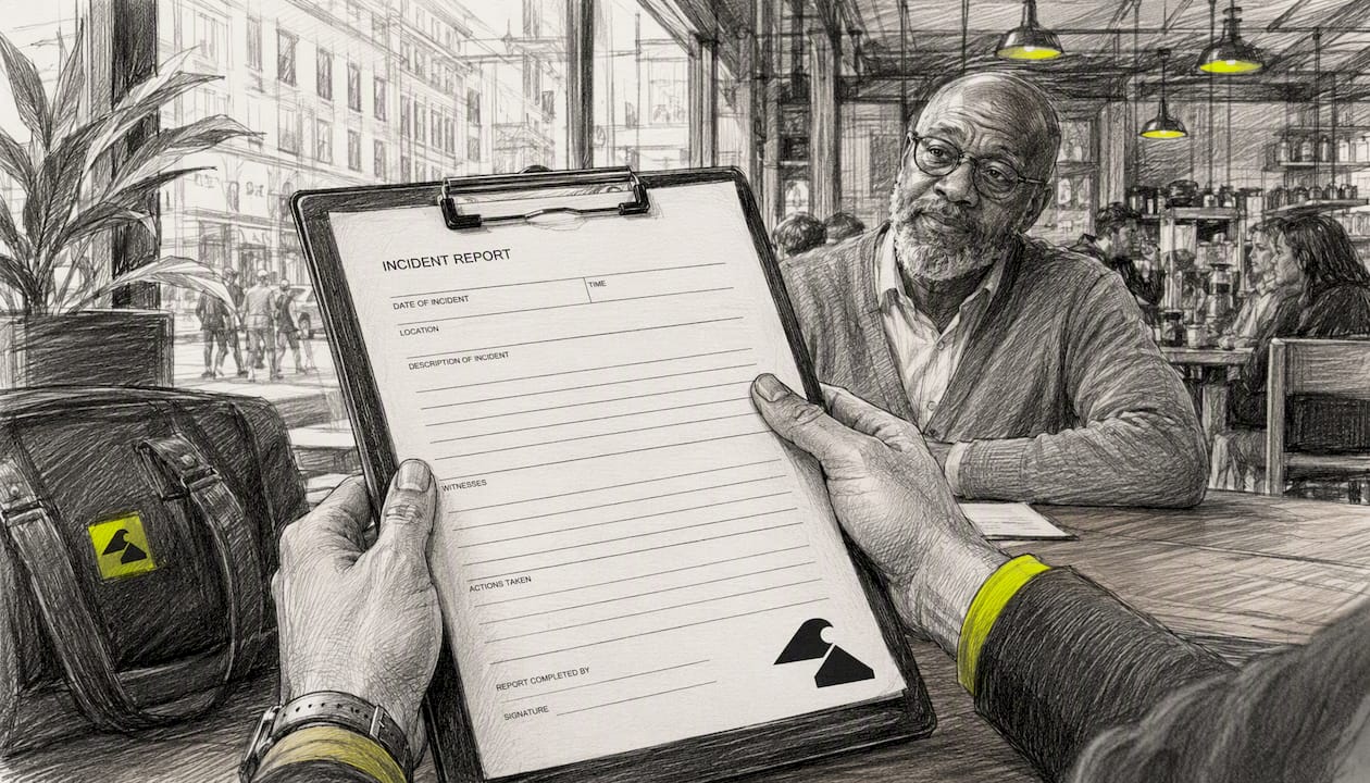 Close-up of hands holding insurance claim form