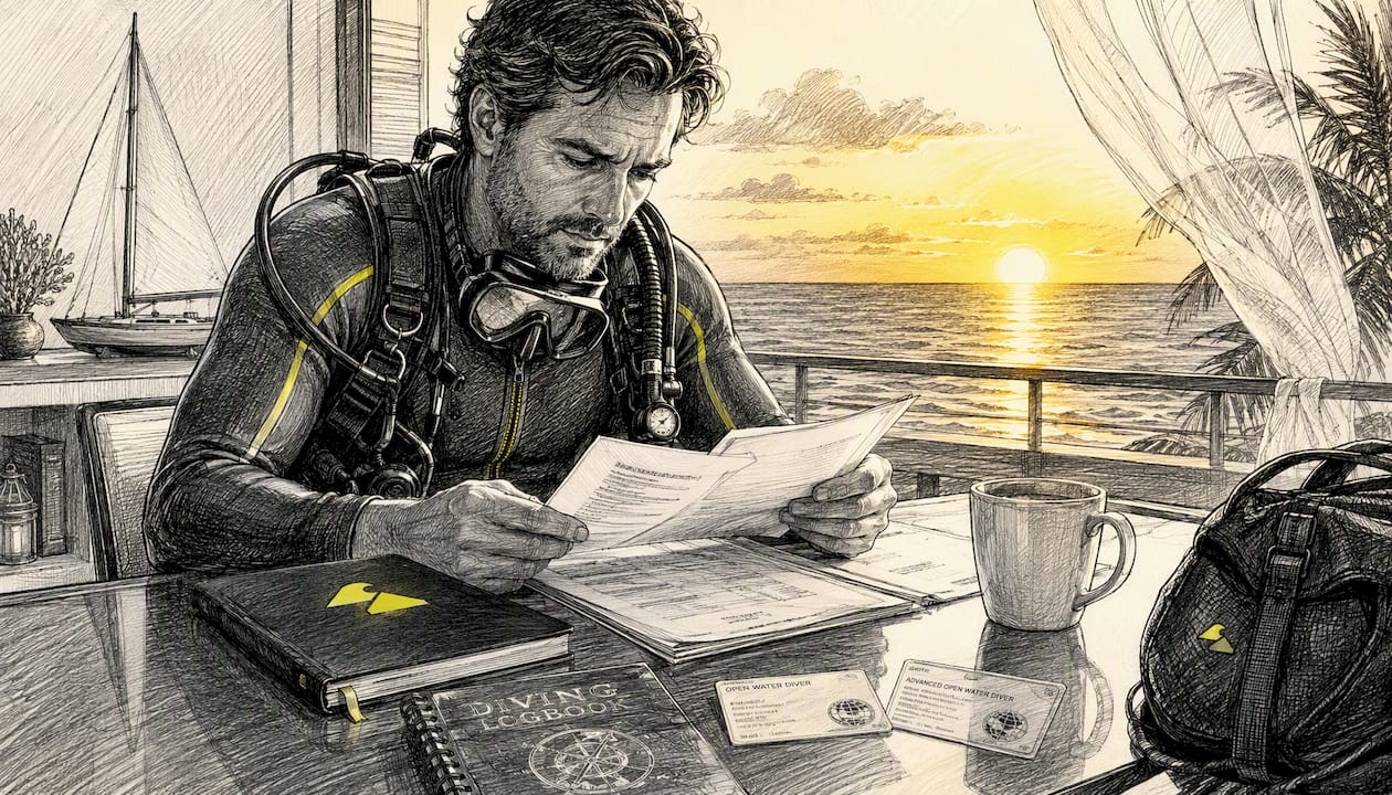 Man reviewing life insurance documents