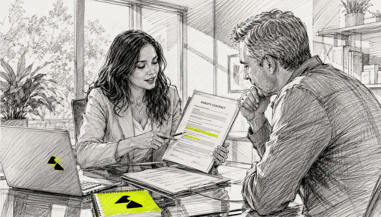 Insurance agent explaining annuity contract