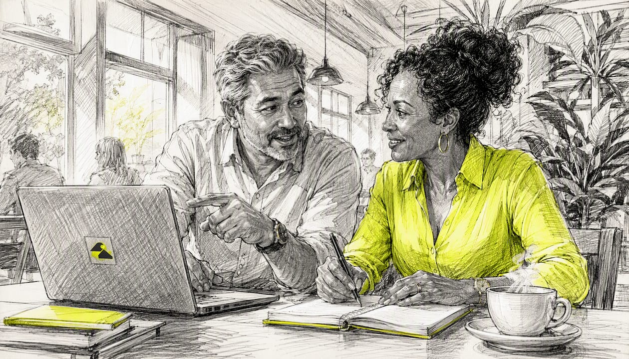Couple discussing retirement planning at home