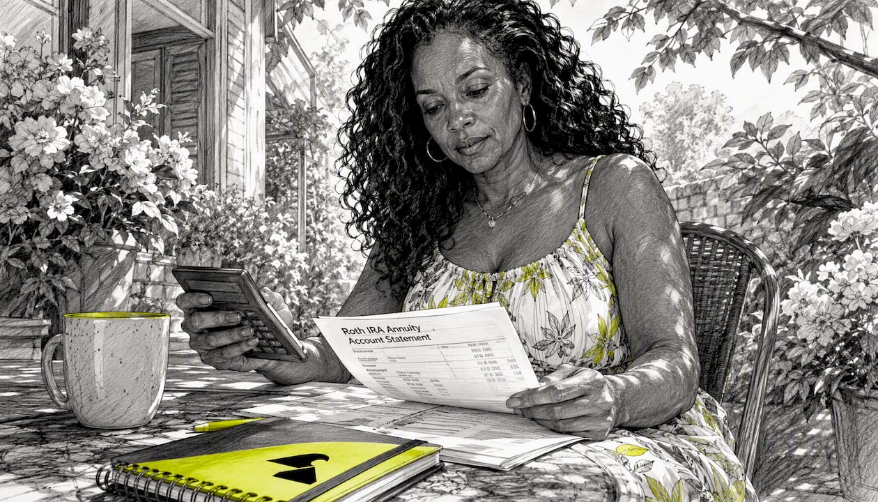 Woman reviewing Roth IRA annuity documents