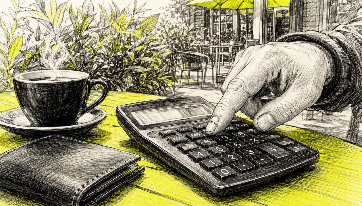 Hand using calculator for insurance cost