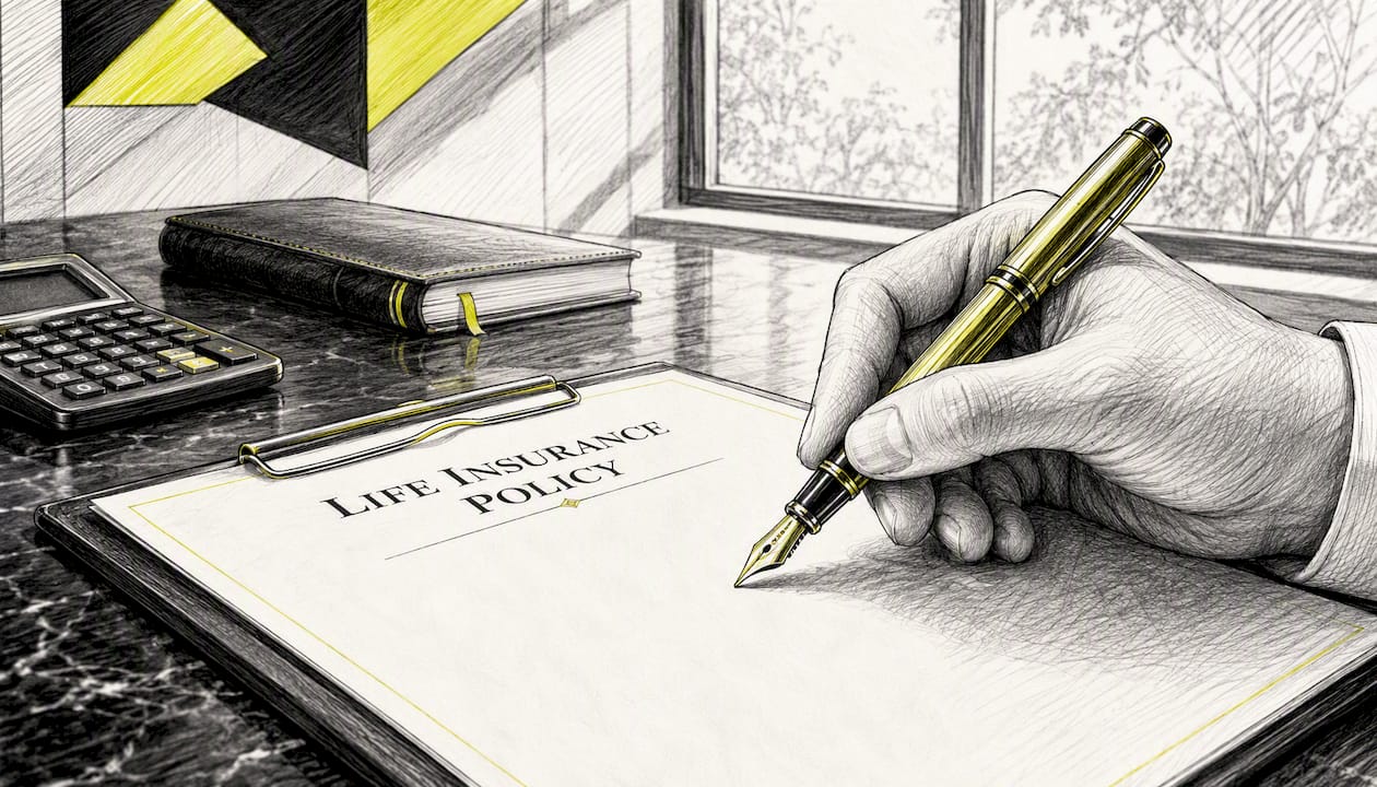 Hand poised to sign life insurance document