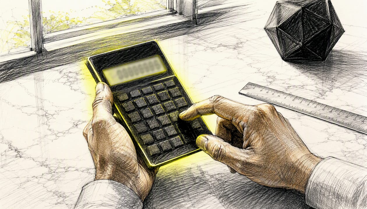 Hands holding financial calculator for annuity calculations