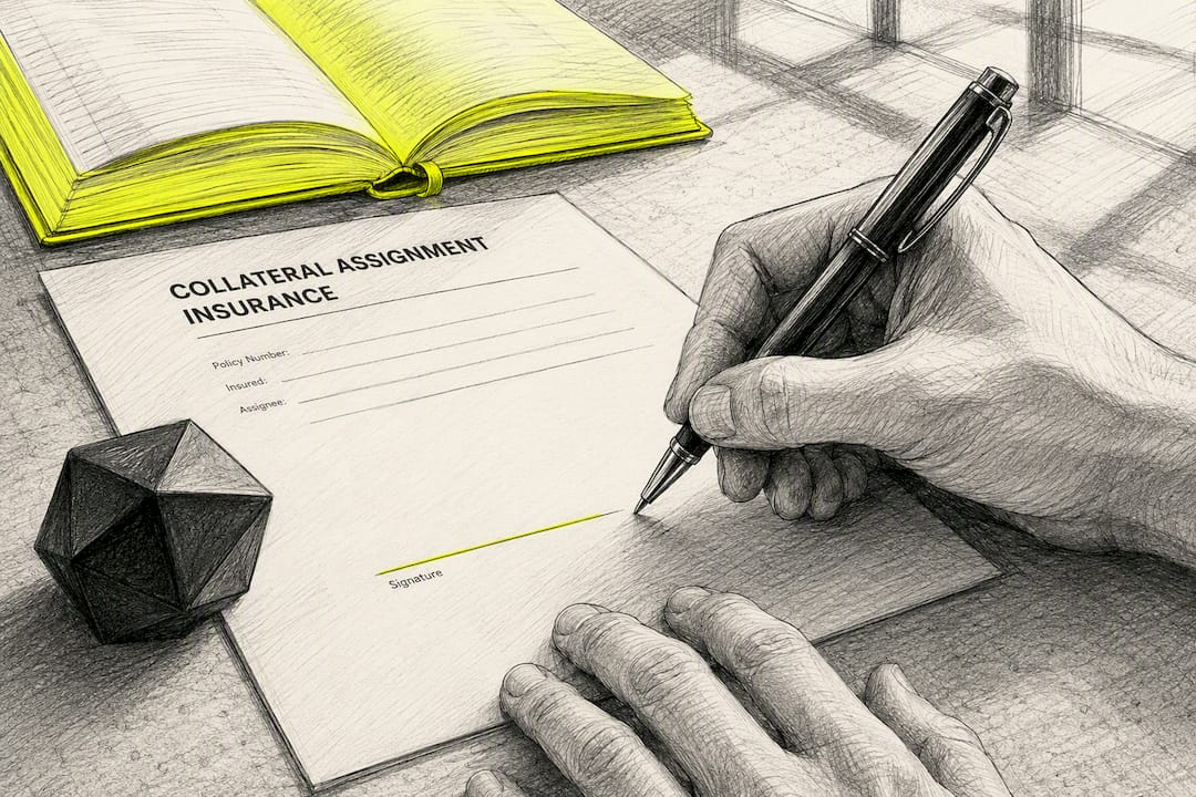 Hands preparing to sign collateral assignment form