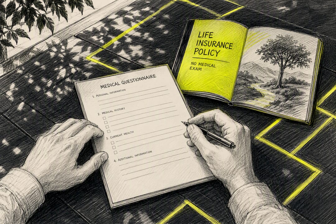 Hands holding life insurance policy documents