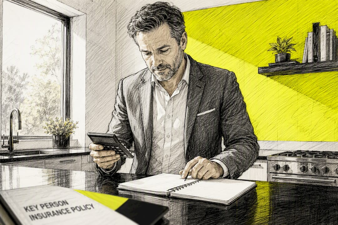 Hands calculating insurance coverage at desk