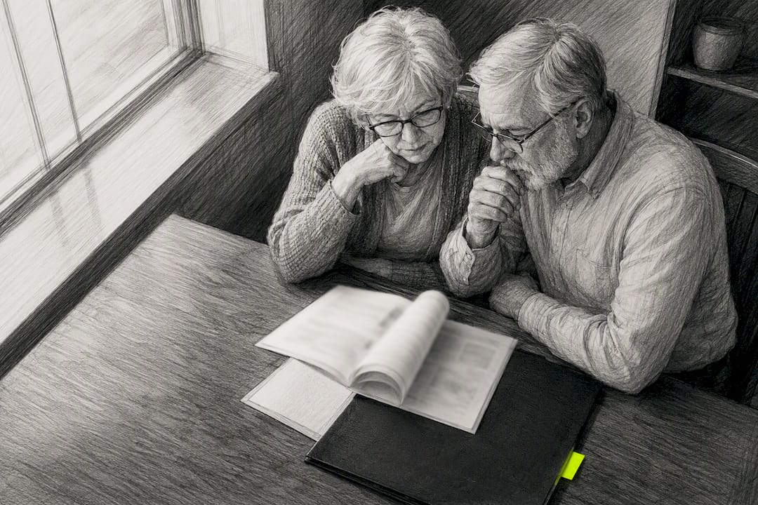 Couple reviewing pension election options