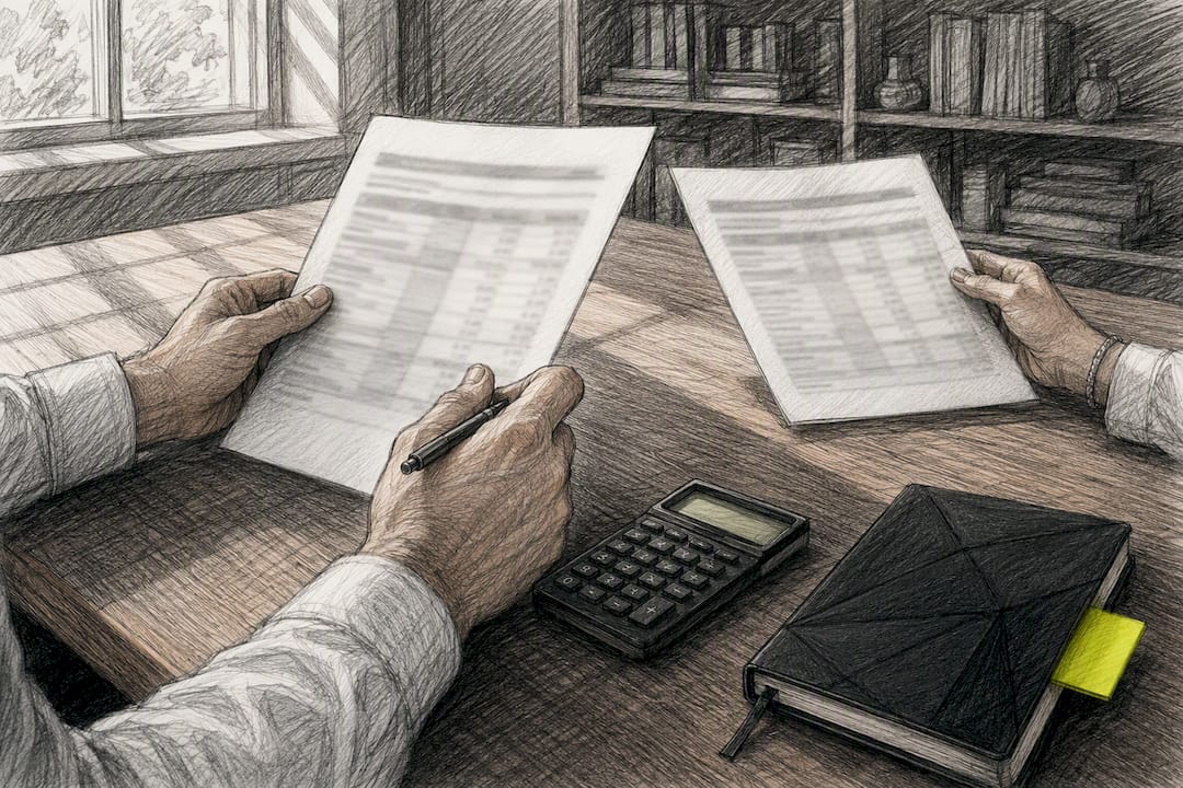 Hands reviewing IUL policy illustrations