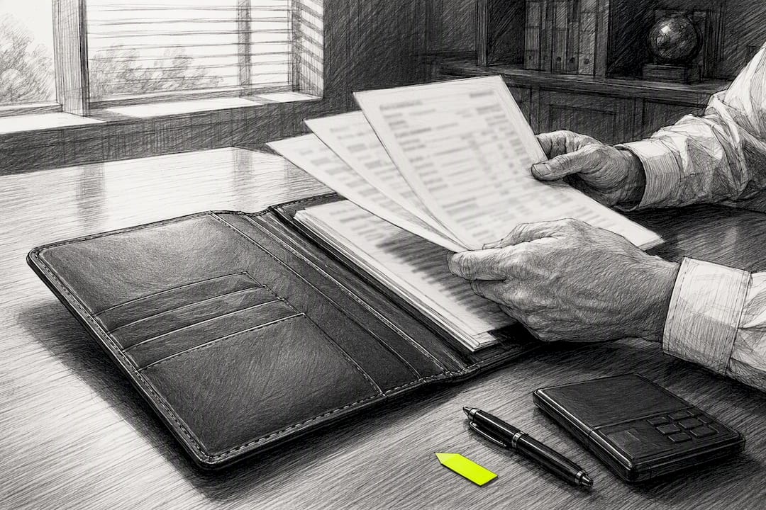 Business owner reviewing policy loan records