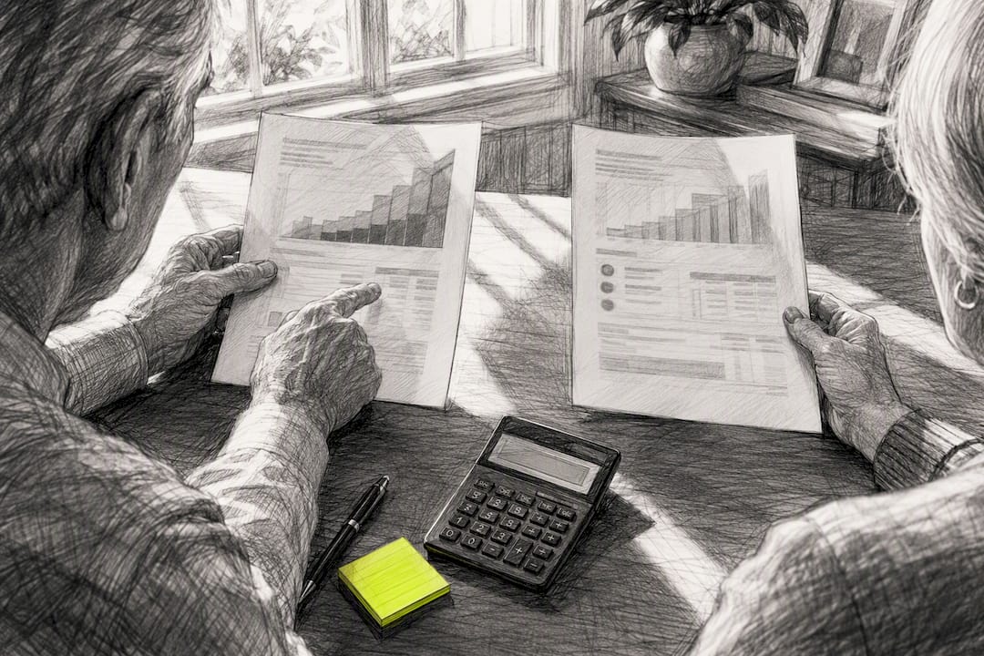 Retirees comparing annuity income options