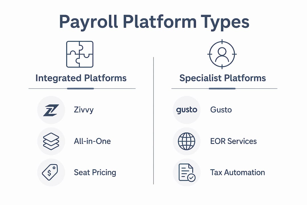 Infographic comparing payroll platform categories