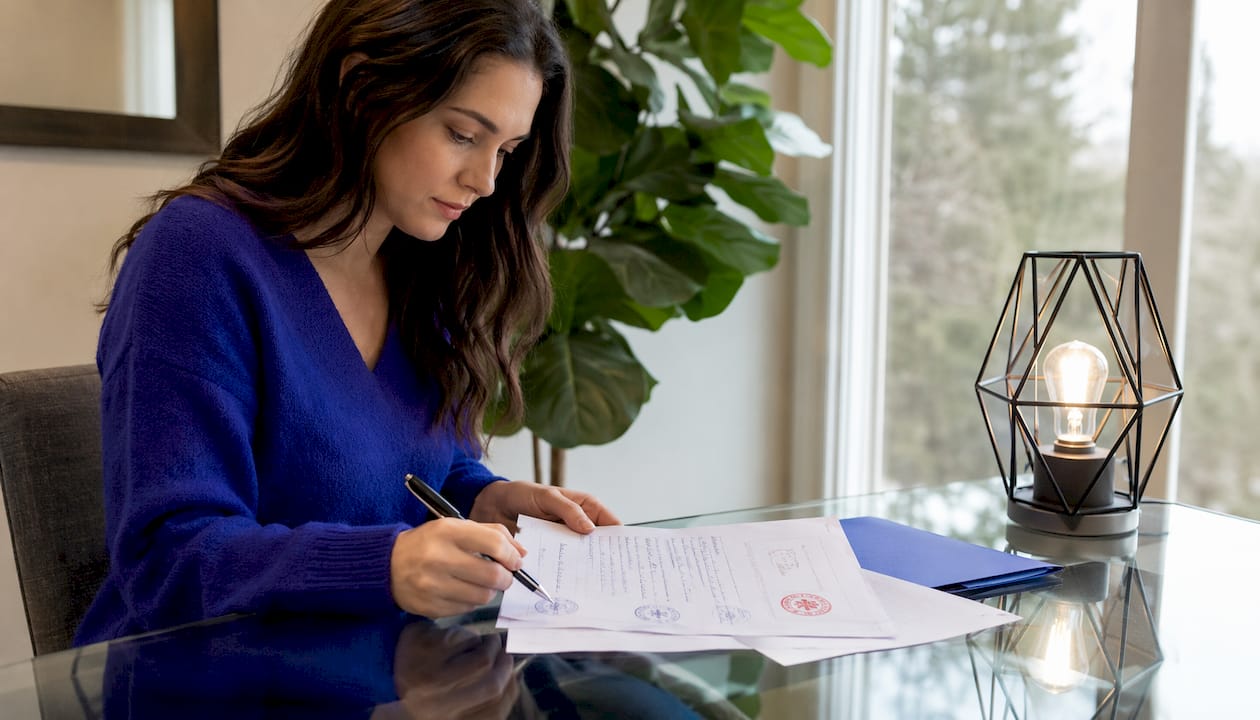Hands signing affidavit of heirship document