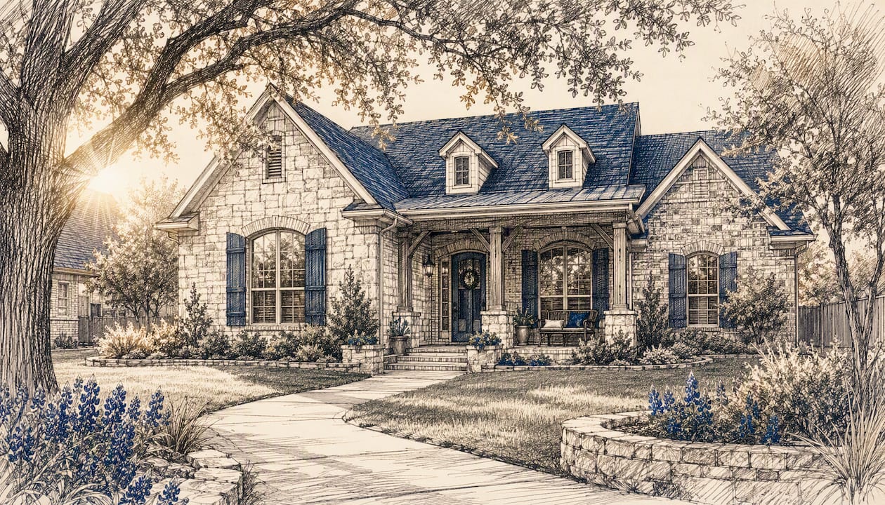 Texas suburban family home exterior
