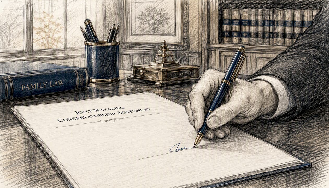 Hand signing legal conservatorship document