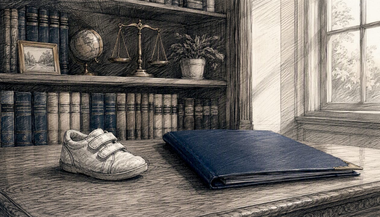 Family items and legal folder symbolizing custody impacts