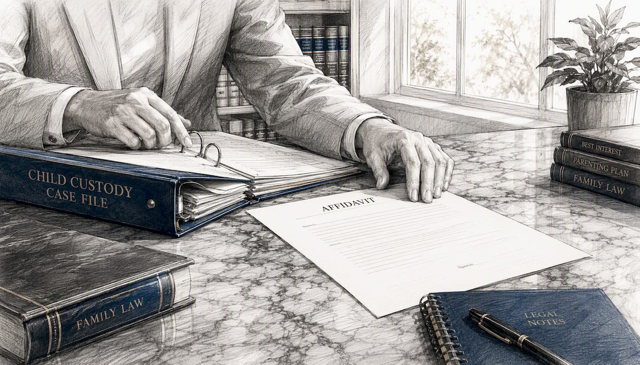 Attorney preparing legal case materials