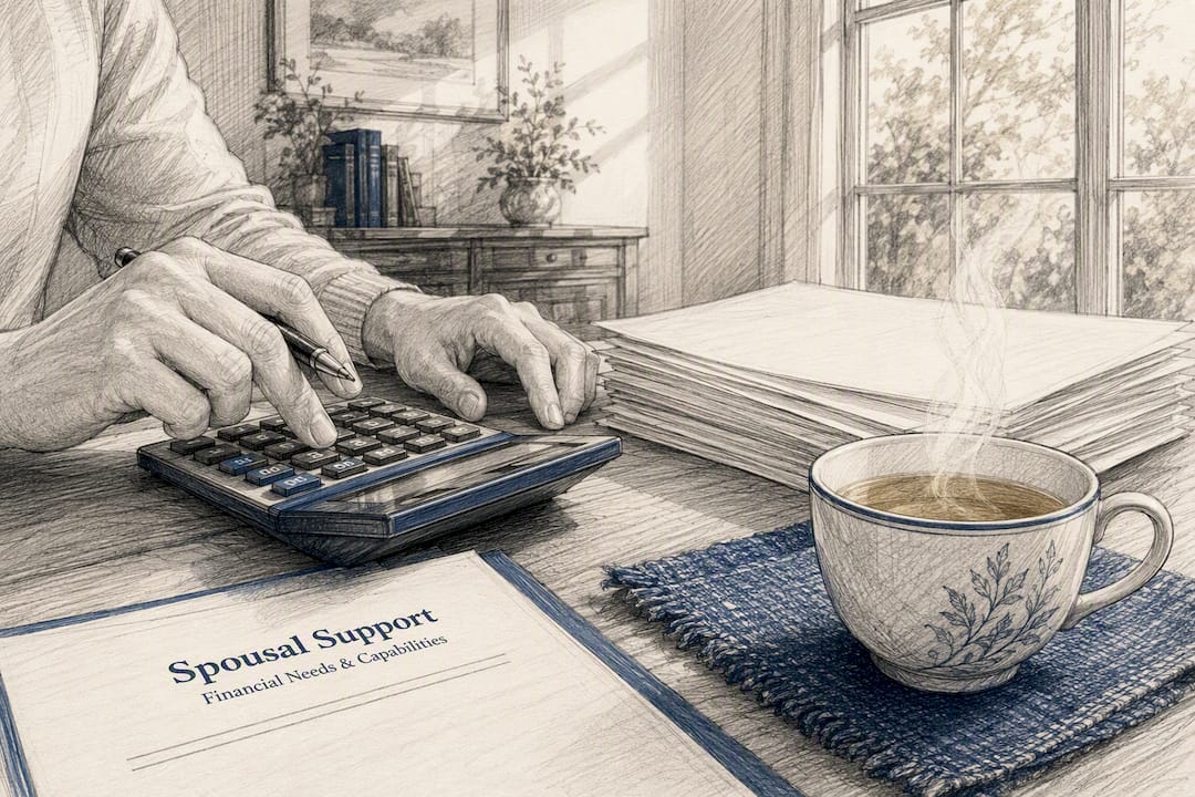 Hands using calculator to budget support