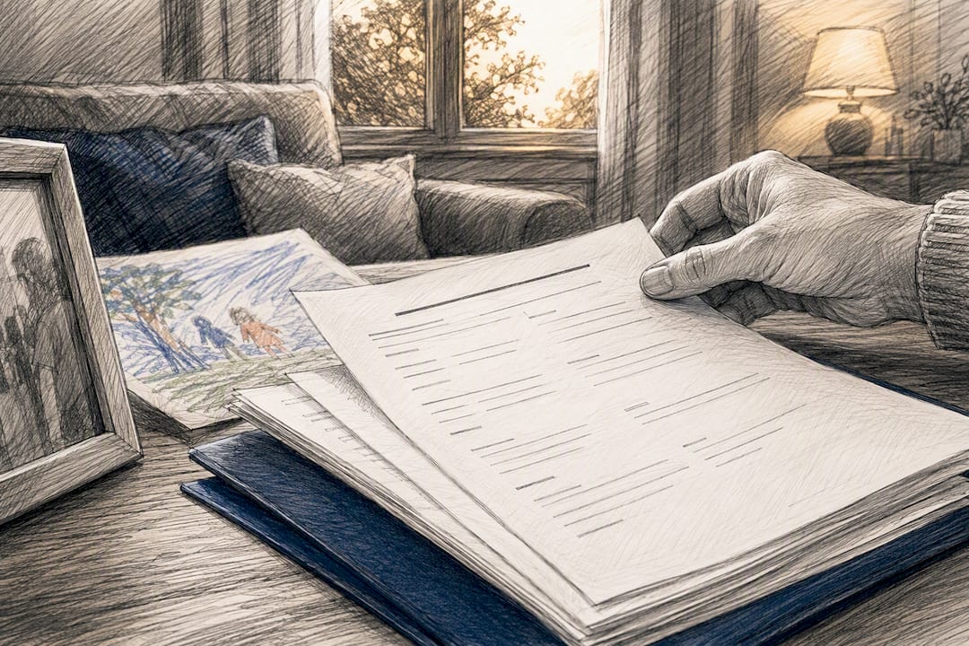Parent arranging child custody evidence items
