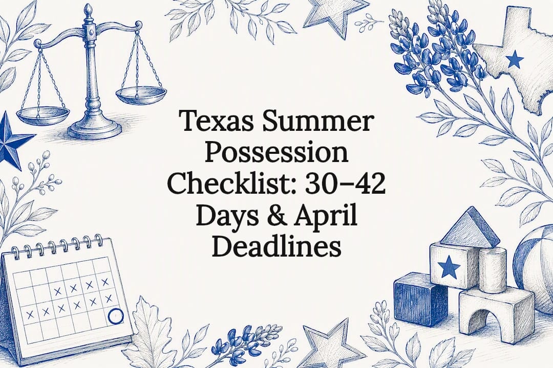 Texas Summer Possession Checklist: 30–42 Days & April Deadlines