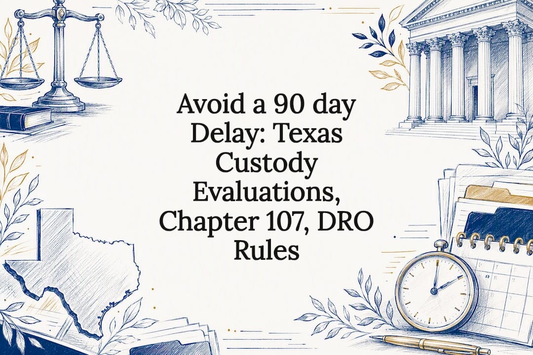 Avoid a 90 day Delay: Texas Custody Evaluations, Chapter 107, DRO Rules