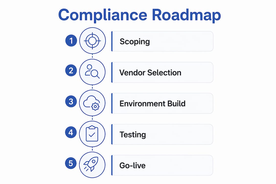Infographic depicting HIPAA compliance step-by-step plan