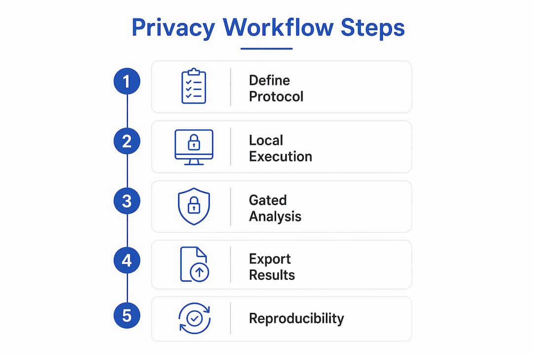 Infographic outlining privacy-first analytics workflow