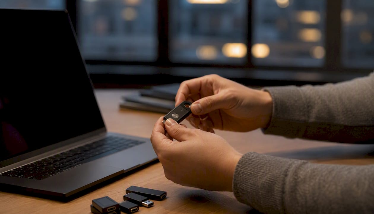 Hands managing encrypted data keys