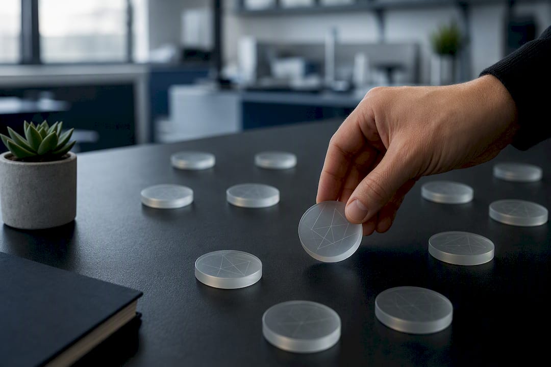 Hand placing governance token on table