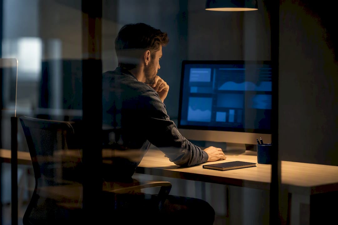 Researcher reviewing local AI analysis workstation