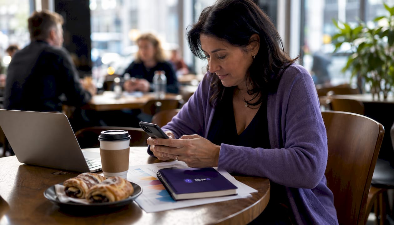 Woman working on UK compliance software