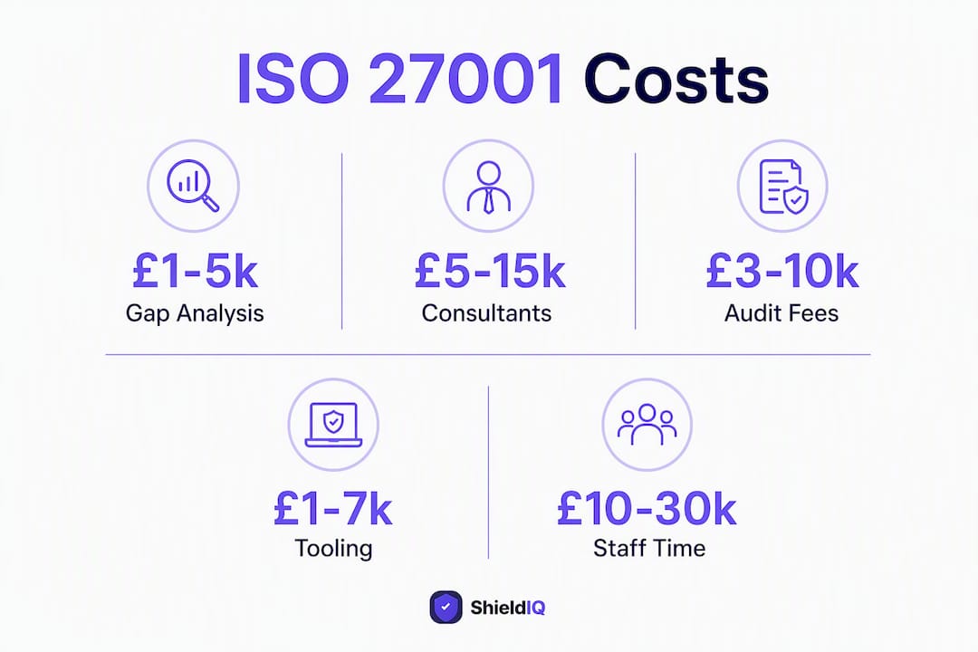 Infographic showing ISO 27001 cost components