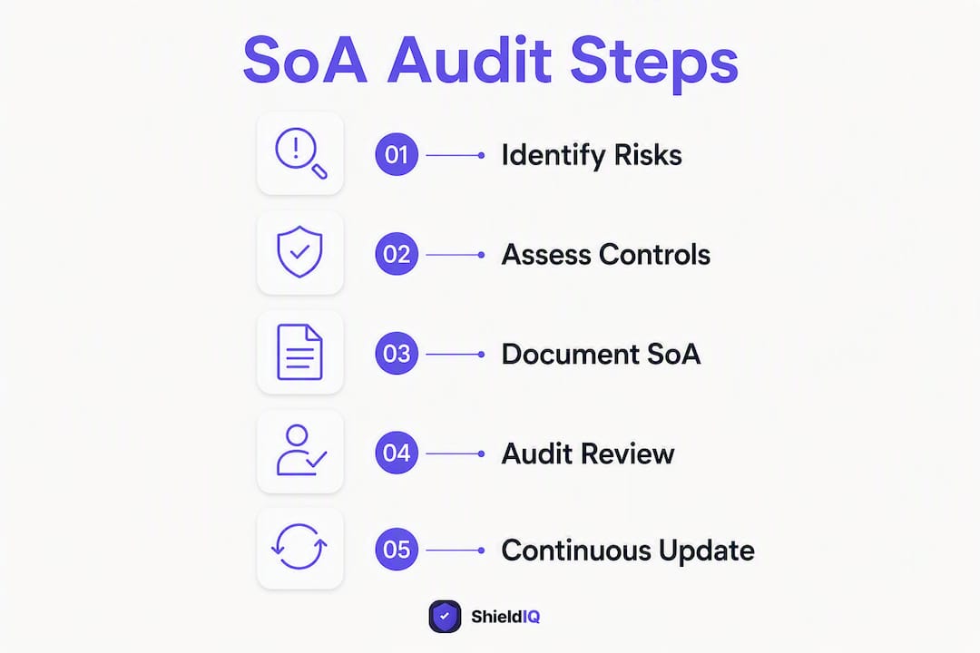 Infographic showing Statement of Applicability audit steps