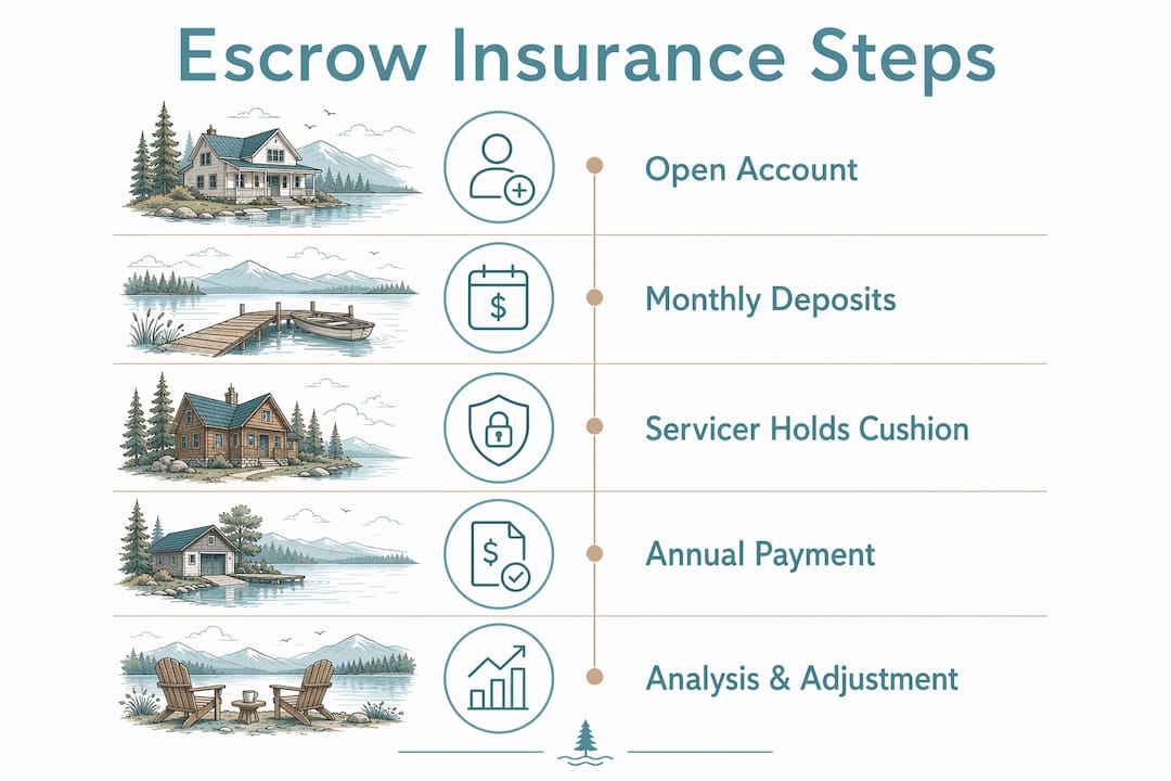 Infographic showing escrow homeowners insurance payment process steps